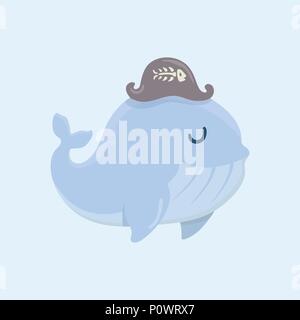 Cute Baby Wal auf pastellfarbenen Hintergrund. Stock Vektor