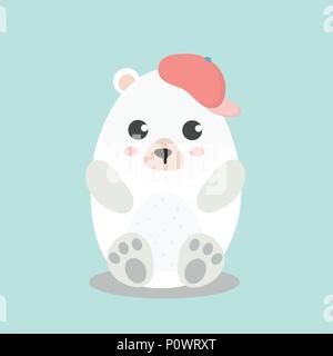 Cute Polar Bear in Top hat. Stock Vektor