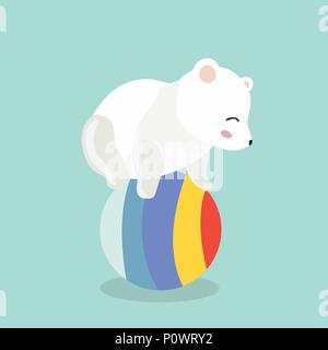Polar Bear Ball spielen. Stock Vektor
