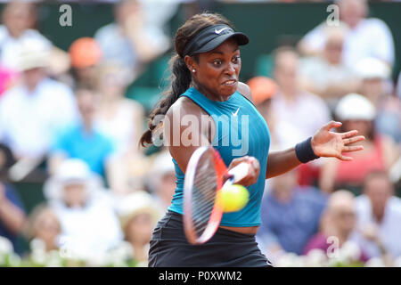 Paris, Frankreich. 9. Juni, 2018. Sloane Stephens (USA) Tennis: Sloane Stephens der vereinigten Staaten während der Frauen singles Finale der French Open Tennis Turnier gegen Simona Halep von Rumänien beim Roland Garros in Paris, Frankreich. Quelle: LBA/Alamy leben Nachrichten Stockfoto