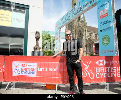 Birmingham, Großbritannien. 10. Juni 2018. Sir Chris Hoy am Ermöglicht die Fahrt Bimingham Ereignis in Birmingham City Centre in Verbindung mit HSBC und British Cycling. Die Strecke ist 6,5 km lang oder die Sie mit dem Kurs rund um die Stadt und darüber hinaus tun kann. Credit: Steven roe/Alamy leben Nachrichten Stockfoto