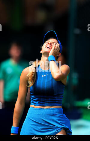 Tennis Center Nottingham, Nottingham, UK. 10 Juni, 2018. Die Natur Tal Open Tennis Turnier; Katie Schwan von Großbritannien reagiert als sie fällt ein Punkt gegen Paula Badosa Gibert von Spanien Quelle: Aktion plus Sport/Alamy leben Nachrichten Stockfoto