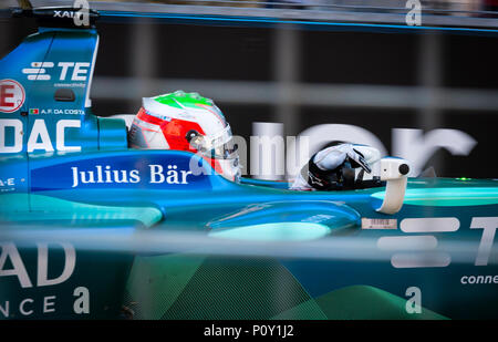 Zürich, Schweiz - 10 Juni 2018: Antonio Felix da Costa (PRT) Im ersten Freien Training für die 2018 FIA Formel E Meisterschaft Rennen in der Innenstadt von Zürich. Credit: Erik Tham/Alamy leben Nachrichten Stockfoto