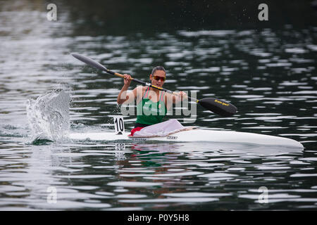 10. Juni 2018, Ada Ciganlija Regattabahn, Belgrad, Serbien; ECA Canoe Sprint und Paracanoe hochrangige europäische Meisterschaften; Tamara Takacs von Hun konkurriert in Women's Kayak Single (K1), 5000-m-Rennen Stockfoto