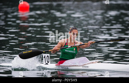 10. Juni 2018, Ada Ciganlija Regattabahn, Belgrad, Serbien; ECA Canoe Sprint und Paracanoe hochrangige europäische Meisterschaften; Tamara Takacs von Hun konkurriert in Women's Kayak Single (K1), 5000-m-Rennen Stockfoto