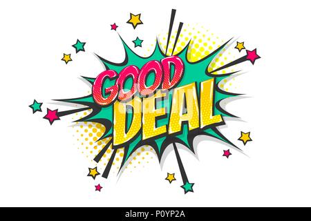 Guter Deal pop art Comic Text Sprechblase Stock Vektor