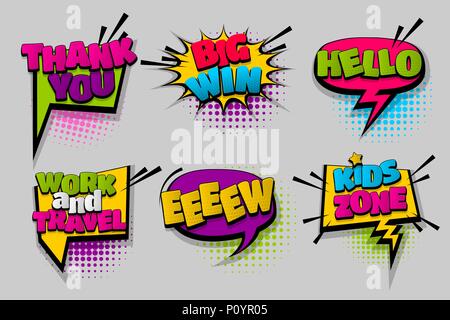 Set Comic Text Sprechblase pop art Stock Vektor