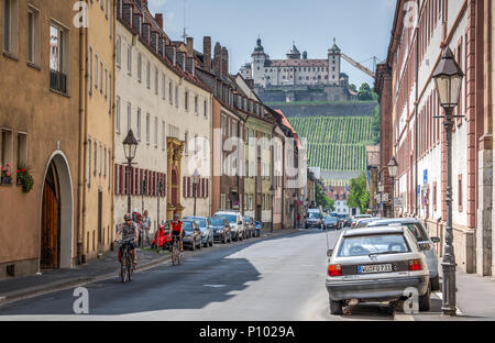 Festung Marienberg, von der Stadt Würzburg, Deutschland Stockfoto