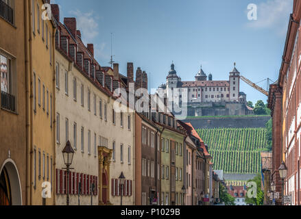 Festung Marienberg, von der Stadt Würzburg, Deutschland Stockfoto