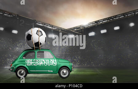 Saudi Arabien Auto auf Fußball-Stadion Stockfoto