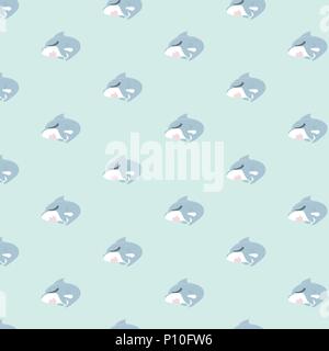 Shark Muster auf blauem Hintergrund. Stock Vektor