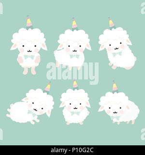 Cute cartoon Schafe eingestellt. Stock Vektor
