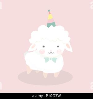 Niedliche Schafe im flachen Stil in Pastelltönen Hintergrund. Stock Vektor