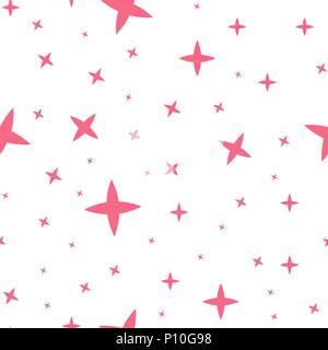 Sterne Muster. Vektor nahtlose Hintergrund mit Aquarell rosa und glitzernden goldenen Sternen. Stock Vektor