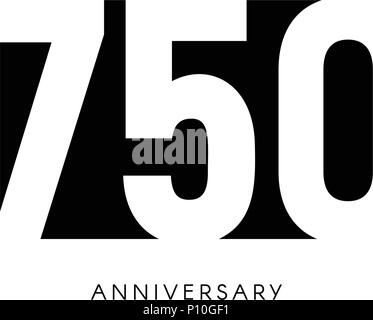 700-jähriges Jubiläum, minimalistisch, Logo. Sieben - und - 50 Jahre, 750. Jubiläums, Grußkarte. Geburtstag Einladung. 750 Jahre unterzeichnen. Schwarz negative Raumzeiger Abbildung auf weißen Hintergrund. Stock Vektor