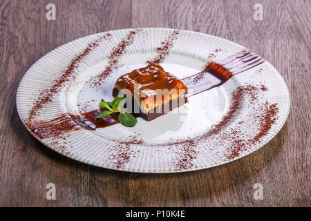 Caramel Brownie Kuchen Karamell Stockfoto