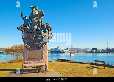 OSLO, Norwegen - 12 April 2010: bygdoy. Denkmal für die Segler von Handelsschiffen, die Lasten transportieren während des Zweiten Weltkriegs Stockfoto