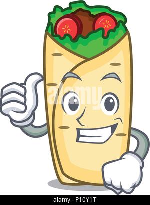 Daumen hoch burrito Charakter Cartoon Stil Stock Vektor