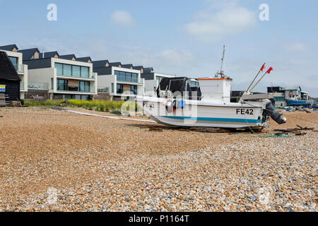 Neue Gebäude Entwicklung am Fisherman's Beach, Hythe, Kent, Großbritannien Stockfoto