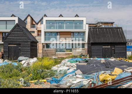 Neue Gebäude Entwicklung am Fisherman's Beach, Hythe, Kent, Großbritannien Stockfoto