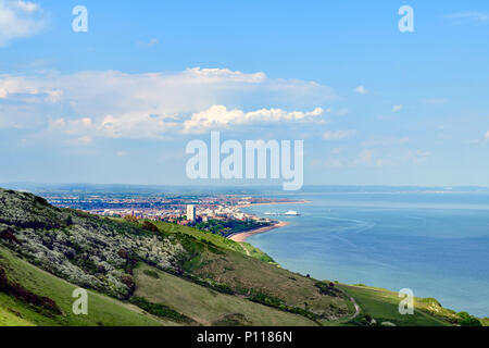 Ansicht der Stadt von Beachy Head Eastbourne Stockfoto