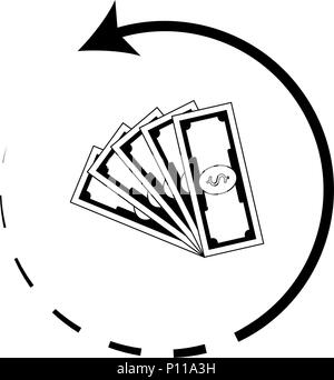 Geld-zurück-Symbol. Cashback Symbol. Rückgabe Geld zum Einkaufen, Geld zurück und Rabatt Geld garantieren, Illustration Vektor Stock Vektor