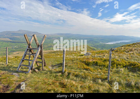 Arenig Fawr und Bala Lake von Aran Fawdddwy Stockfoto