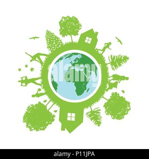Grüne Welt Planet Stock Vektor