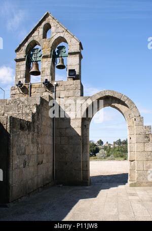 Detail der romanischen Kloster Sao Pedro de Ferreira in Pacos de Ferreira, nördlich von Portugal Stockfoto