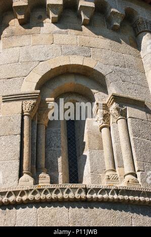 Detail der romanischen Kloster Sao Pedro de Ferreira in Pacos de Ferreira, nördlich von Portugal Stockfoto