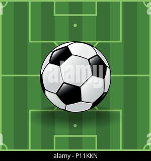 Fußball auf fussballfeld Hintergrund, Fußball Turnier, für Poster Sport Fussball-Vector Illustration. Stock Vektor