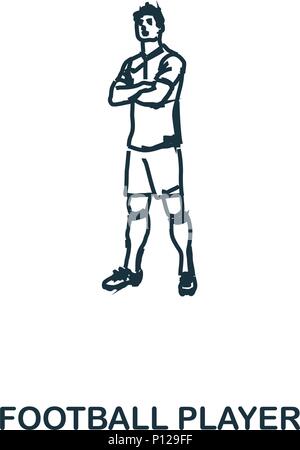 Fußballspieler stehende Symbol. Mobile Apps, Drucken und mehr. Einfaches Element singen. Monochrome Fußballspieler stehende Symbol Abbildung. Stock Vektor