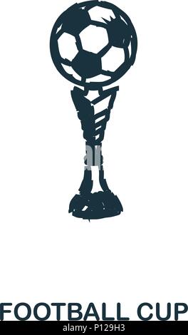 Fußball-Cup-Symbol. Mobile Apps, Drucken und mehr. Einfaches Element singen. Schwarzweiß-Fußball-Cup Symbol Abbildung. Stock Vektor