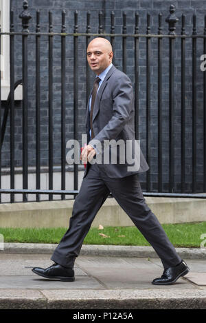 Downing Street, London, UK. 12. September 2016. Sajid Javid, Minister für kommunale Angelegenheiten und örtliche Selbstverwaltung, kommt in der Downing Street. Stockfoto