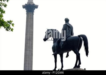 Reiterstandbild von George IV, Trafalgar Square, London, UK Stockfoto