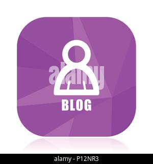 Blog flache Vektor icon. Avatar violett web-Taste. Blogger internet Platz anmelden. Menschliche modernes Design Symbol in der Eps 10. Stock Vektor