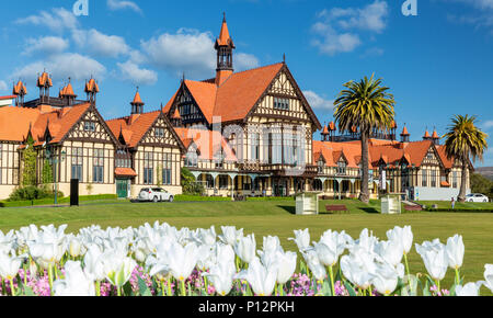 Rotorua Museum für Kunst und Geschichte Te Whare Taonga o Te Arawa, Regierung Gärten, Rotorua, Nordinsel, Neuseeland Stockfoto