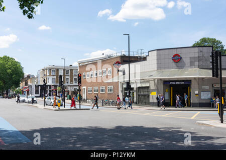 Oval U-Bahnstation Clapham Road, Kennington, Londoner Stadtteil Lambeth, Greater London, England, Vereinigtes Königreich Stockfoto