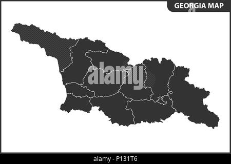 Die detaillierte Karte der Georgia mit Regionen oder Staaten. Verwaltungseinheit. Südossetien und Abchasien als umstrittenen Gebiet gekennzeichnet Stock Vektor