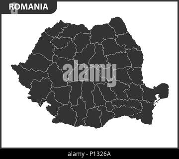 Die detaillierte Karte des Rumänien mit Regionen oder Staaten. Verwaltungseinheit. Stock Vektor