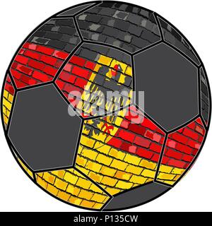 Deutschland Fahne mit Fußball-Hintergrund - Illustration, Fußball Fußball-Ball mit Deutschland Flagge Deutschland Flagge in Backstein Stil Stock Vektor
