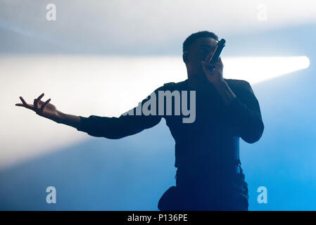 BARCELONA - 31. Mai: Vince Heftklammern (rap Band) führen Sie im Konzert an Primavera Sound Festival am 31. Mai in Barcelona, Spanien 2018. Stockfoto