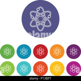 Atom Icons Set Vector Farbe Stock Vektor