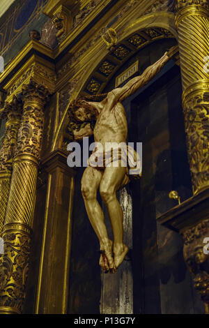 Christus gekreuzigt manieristischen des sechzehnten Jahrhunderts, Cristo del Humilladero, in der Kirche von Santa Vera Cruz, Valladolid, Spanien, Europa Stockfoto