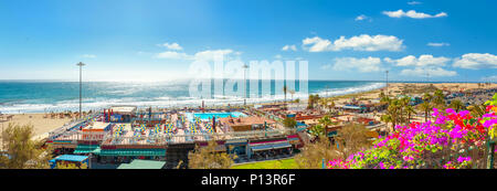 Panoramablick auf Strand in Playa del Ingles. Maspalomas, Gran Canaria, Kanarische Inseln Stockfoto