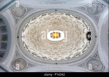 San Carlo alle Quattro Fontane (1634-46), bis in der Mitte suchen, zeigen ovale Kuppel & Zwickeln (in PS gerendert), durch F. Borromini, Rom, Italien Stockfoto