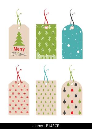 Weihnachten Geschenk Tags setzen und Vector Illustration Stock Vektor