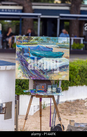 Traditionelle schnell Bild keuchend Wettbewerb in einer kleinen spanischen Stadt Palamos an der Costa Brava. 03. 06. 2018 Spanien Stockfoto