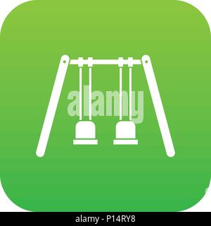 Holz schaukeln hängen an Seilen Symbol Digital Green Stock Vektor