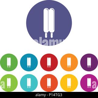 Zwei sticks Eis Icons Set Vector Farbe Stock Vektor